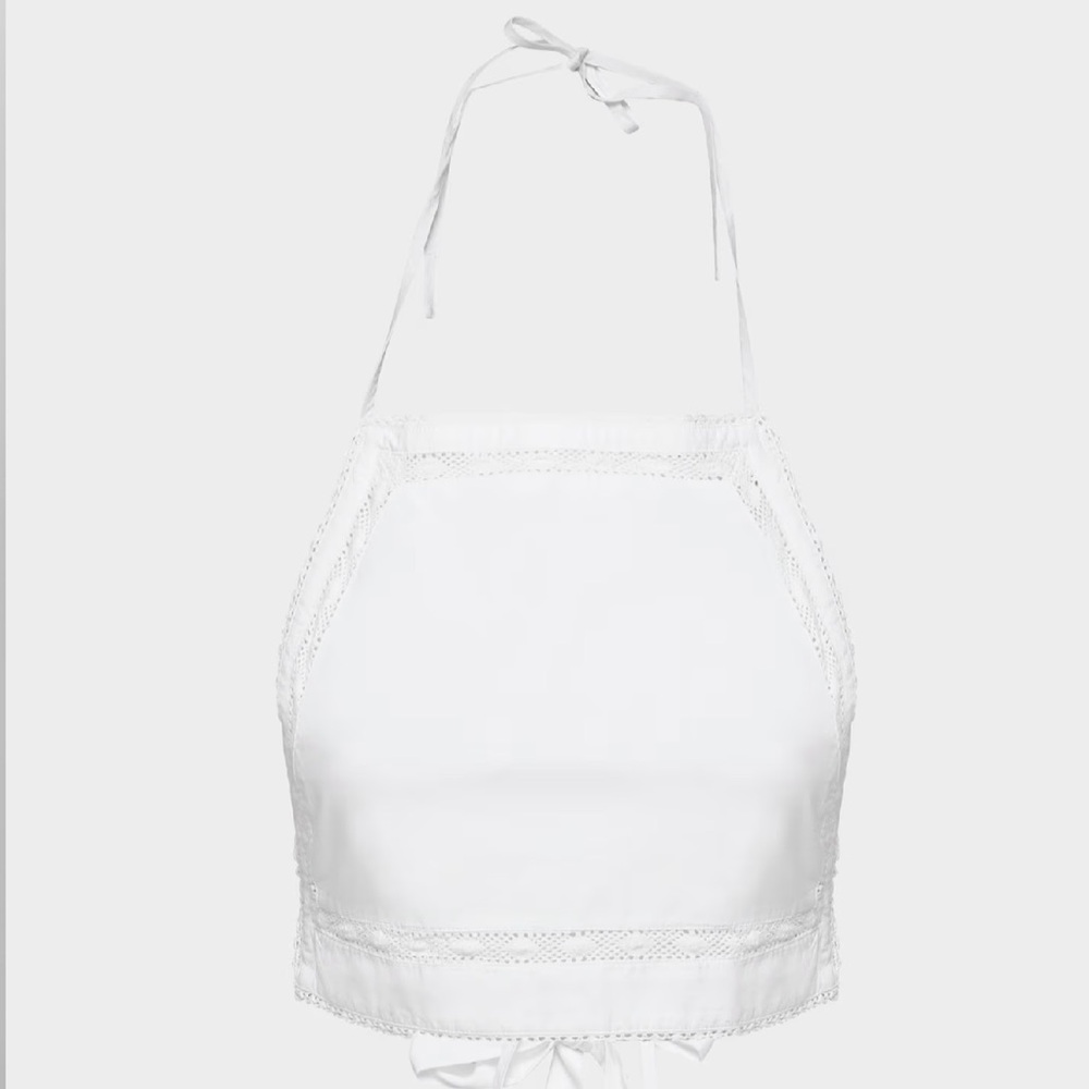 Wilfred Aritzia Winslow Poplin Halter Top White Halter Crop Top. Size S - Picture 2 of 13